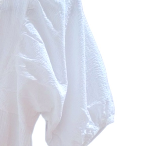 New Day White Textured Short Puff Sleeve Dress sz. M - Picture 4 of 4